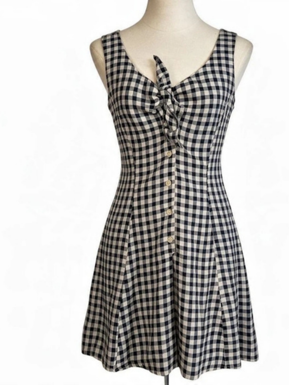 ESPRIT Gingham Romper in Black & White Like New